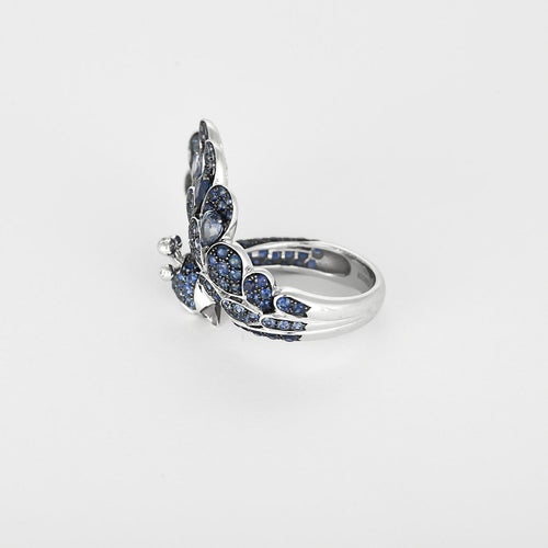 Bague 53 Boucheron Héra, Le Paon - Bague en or gris, saphirs et diamants 58 Facettes 58FC61