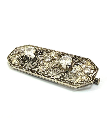 Broche en or blanc 18 ct et diamants 58 Facettes 773 F OC