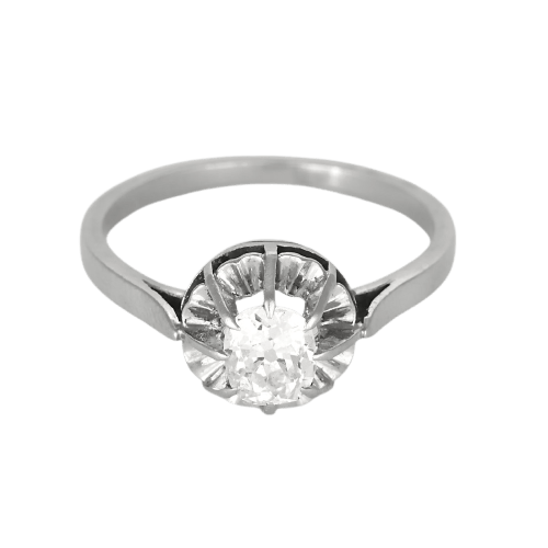 Bague 54 Bague solitaire en or gris et diamant taille ancienne 0,70 ct 58 Facettes GoldenL-3