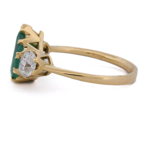 Bague 55 Bague vintage en or jaune 18 kt, émeraude et diamants 58 Facettes AN706 (05119)