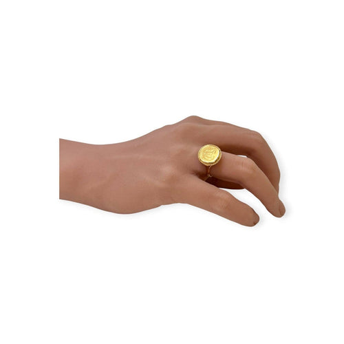 52 Bague pièce 2 pesos Mexique 1945 en or jaune 58 Facettes 330097674