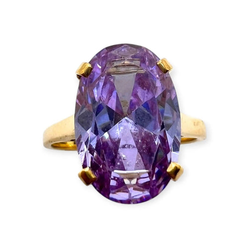 58 Bague en or jaune 750 avec pierre type améthyste 58 Facettes 330098926