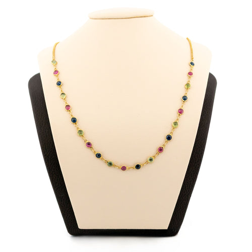 Collier vintage en or jaune 18k, péridots, rubis et saphirs 58 Facettes A88D477A9A6345D7AF89296001F8C42A