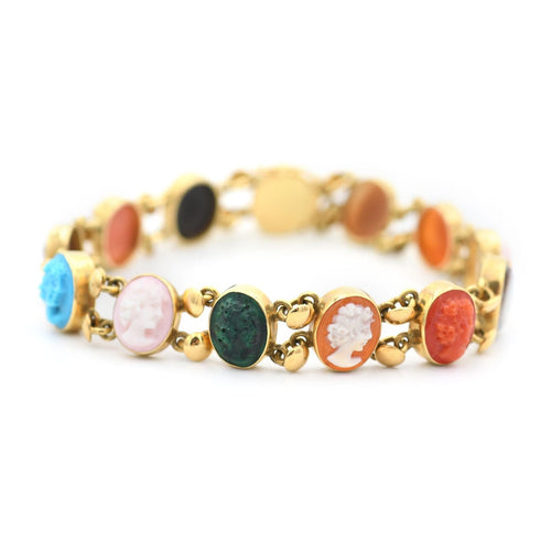 Bracelet vintage en or 18 carats avec camées et pierres dures 58 Facettes 113T20_M