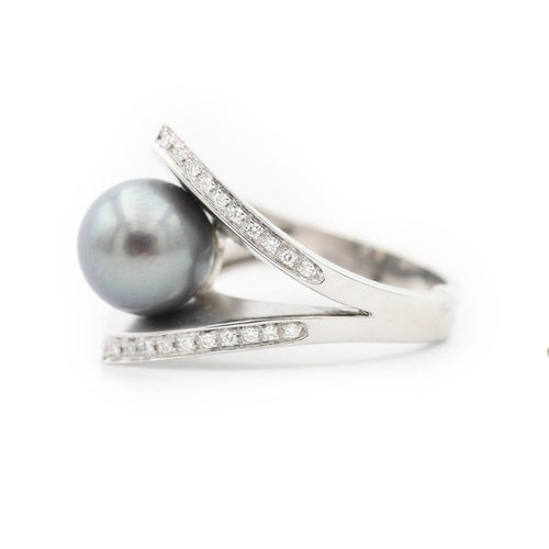 60 Salvini - Bague en or blanc, perle de Tahiti et diamants 58 Facettes 396T20_M