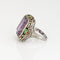 Bague 54 Art déco - Bague cocktail en or blanc 14 carats, améthyste et émail 58 Facettes G13574
