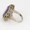 Bague 54 Art déco - Bague cocktail en or blanc 14 carats, améthyste et émail 58 Facettes G13574