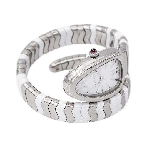 Bulgari Spiga - Montre en acier, céramique et spinelle 58 Facettes 5867549RV