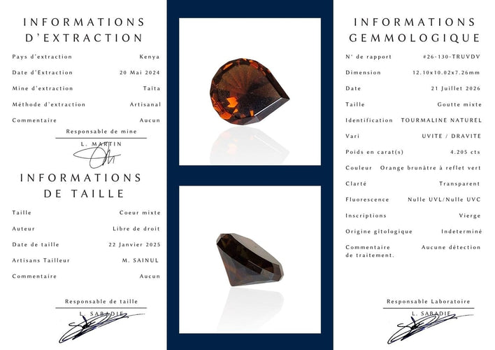 Tourmaline du Kenya - Pierre goutte mixte 4,205 ct 58 Facettes #26-130-TRUVDV
