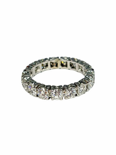 Bague 57 Alliance tour complet en or blanc 18K et diamants 3 ct 58 Facettes 2154