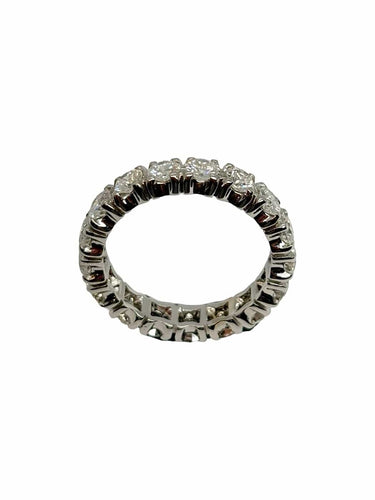 Bague 57 Alliance tour complet en or blanc 18K et diamants 3 ct 58 Facettes 2154