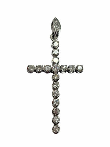 Pendentif croix en or blanc et diamants 58 Facettes 2155