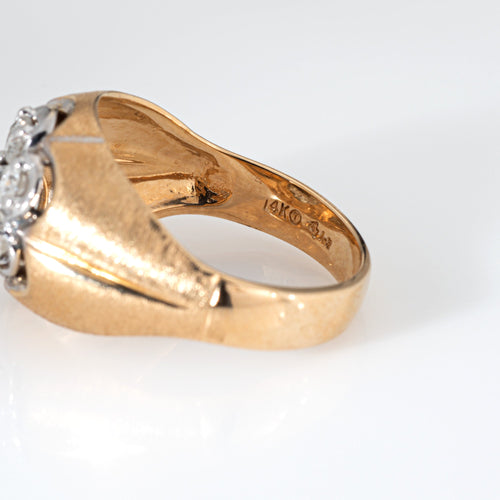 Bague 62 Bague vintage années 1970 - Cluster diamants 1 ct en or jaune 14k 58 Facettes G13623