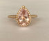 50 Bague halo en or rose 18K avec morganite poire et diamants 58 Facettes ring