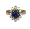 Bague 50 Bague en or jaune 18K avec saphir et diamants 58 Facettes ring
