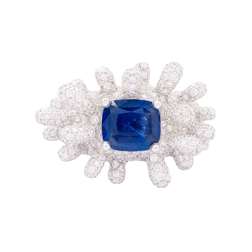Bague 50 Manalys - Bague en or blanc, diamants et saphir 58 Facettes 35910