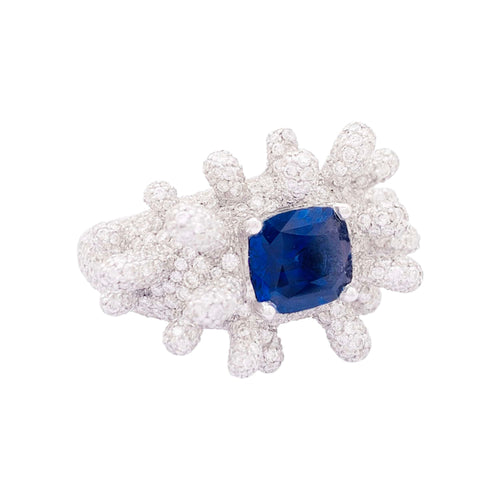Bague 50 Manalys - Bague en or blanc, diamants et saphir 58 Facettes 35910