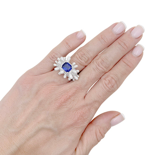 Bague 50 Manalys - Bague en or blanc, diamants et saphir 58 Facettes 35910