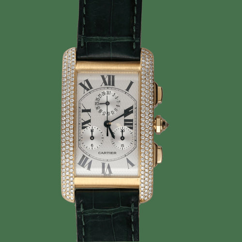 Cartier Tank Américaine - Montre grand modèle en or jaune et diamants 58 Facettes FB11843