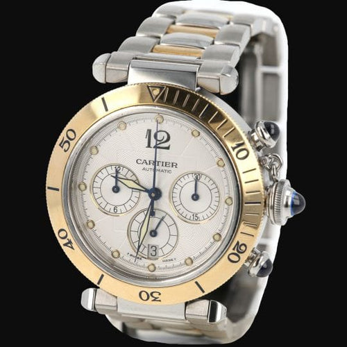 Cartier Pasha - Montre chronographe en or jaune et acier 58 Facettes MT47456