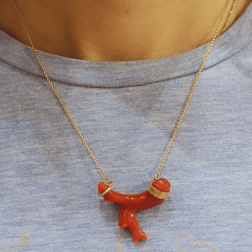 Pendentif en corail et or jaune 18k 58 Facettes COV1036