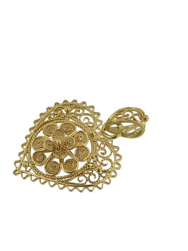Pendentif Pendentif traditionnel portugais cœur en or jaune 19 carats 58 Facettes P1831D