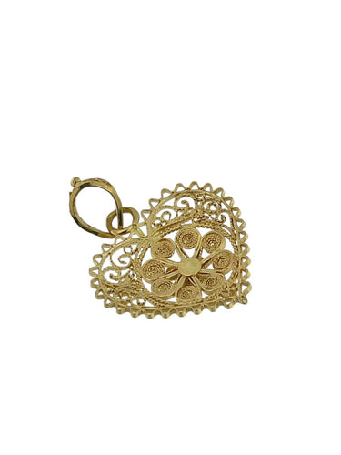 Pendentif Pendentif traditionnel portugais cœur en or jaune 19 carats 58 Facettes P1831D