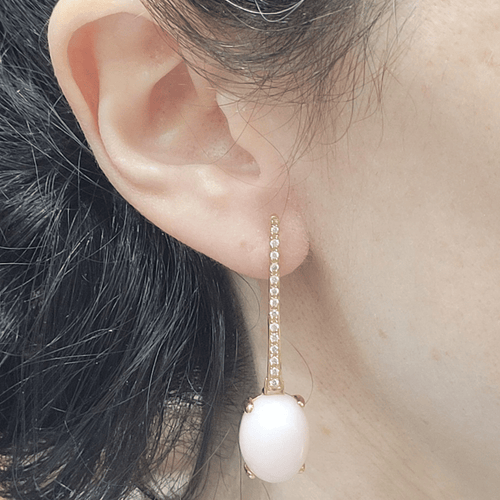 Boucles d'oreilles en or rose, opales et diamants 58 Facettes PE436T464