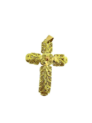 Pendentif croix filigrane en or jaune et rose 58 Facettes P1844D