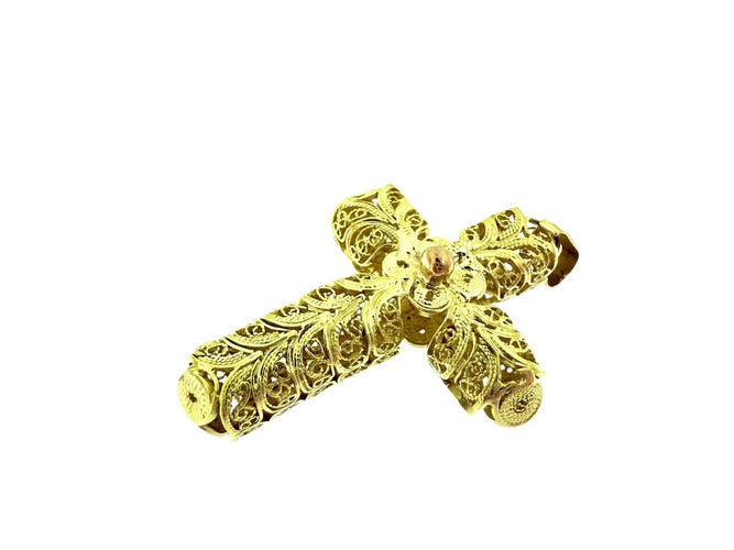 Pendentif croix filigrane en or jaune et rose 58 Facettes P1844D