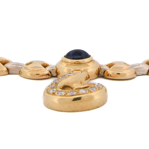 Collier vintage en or jaune 18 kt, diamants et saphir 58 Facettes CL143 (00439)