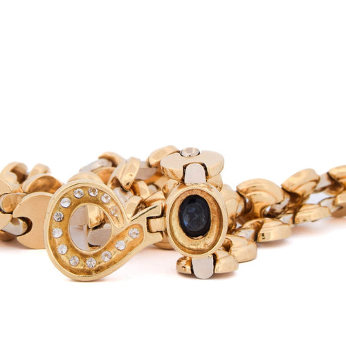 Collier vintage en or jaune 18 kt, diamants et saphir 58 Facettes CL143 (00439)