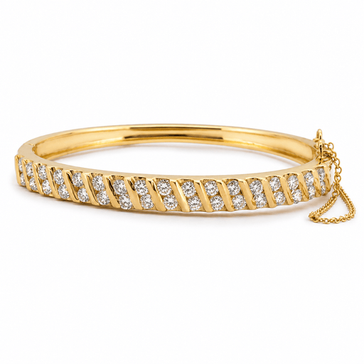 Bracelet jonc ouvrant en or jaune 18 carats et diamants 58 Facettes 90939