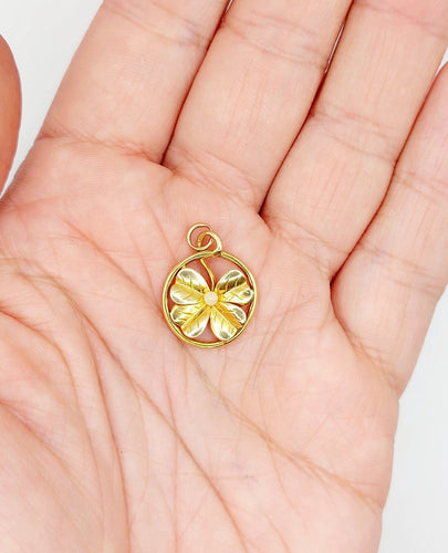 Pendentif Art nouveau en or 18k, trèfle et perle 58 Facettes A07583