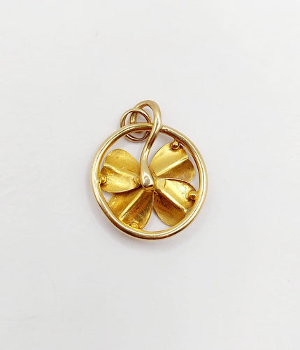 Pendentif Art nouveau en or 18k, trèfle et perle 58 Facettes A07583