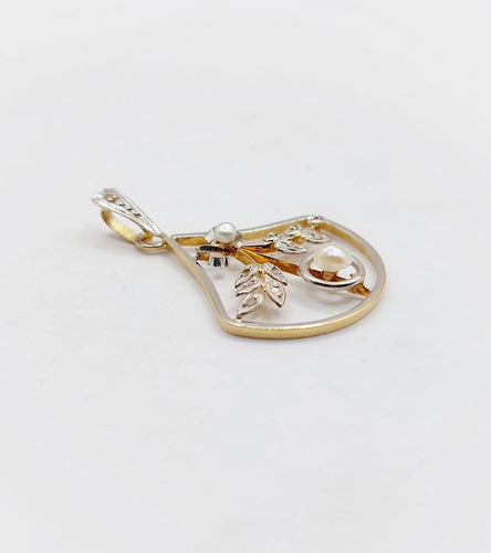 Art nouveau - Pendentif fleur en or 18k, platine, perles et diamants 58 Facettes A07588