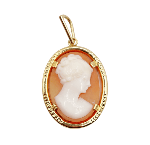 Pendentif vintage en or rose 18k avec camée sur coquillage 58 Facettes A07590