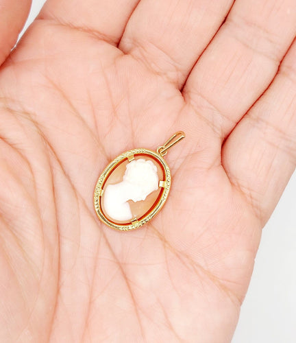 Pendentif vintage en or rose 18k avec camée sur coquillage 58 Facettes A07590