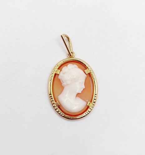 Pendentif vintage en or rose 18k avec camée sur coquillage 58 Facettes A07590