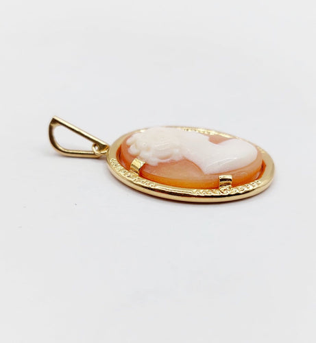 Pendentif vintage en or rose 18k avec camée sur coquillage 58 Facettes A07590