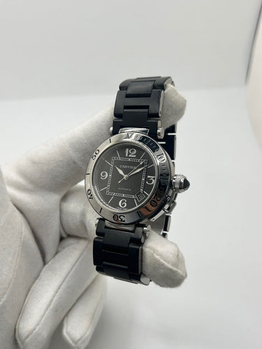 Cartier Pasha Seatimer - Montre en acier cadran noir 58 Facettes 2141