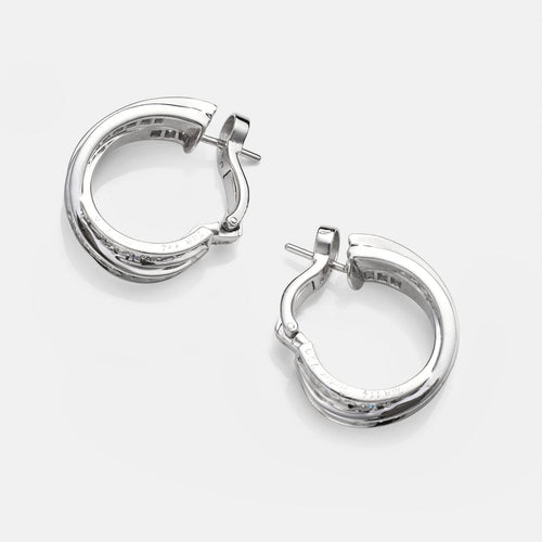 Cartier Trinity - Boucles d'oreilles créoles en or blanc et diamants 58 Facettes 310
