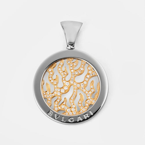BVLGARI Tondo - Pendentif en or jaune, acier et diamants 58 Facettes 321