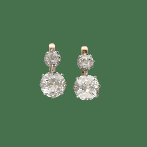 Boucles d'oreilles dormeuses en or rose, platine et diamants 58 Facettes FB11720