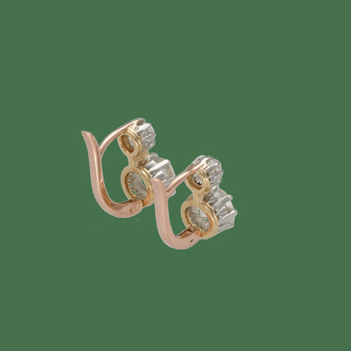 Boucles d'oreilles dormeuses en or rose, platine et diamants 58 Facettes FB11720