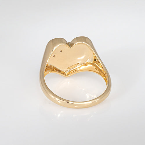 Bague 53 Bague chevalière hibou cœur en or jaune 14k, diamants et rubis 58 Facettes G13854