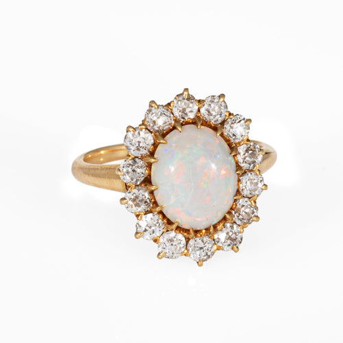 Bague Bague victorienne ancienne opale et diamants en or jaune 18k 58 Facettes G13874
