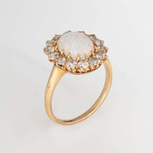 Bague Bague victorienne ancienne opale et diamants en or jaune 18k 58 Facettes G13874