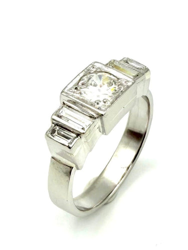 58 Art déco - Bague en platine et diamants 58 Facettes ANTIC BG