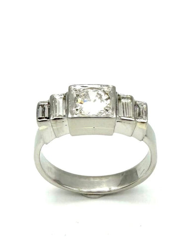 58 Art déco - Bague en platine et diamants 58 Facettes ANTIC BG
